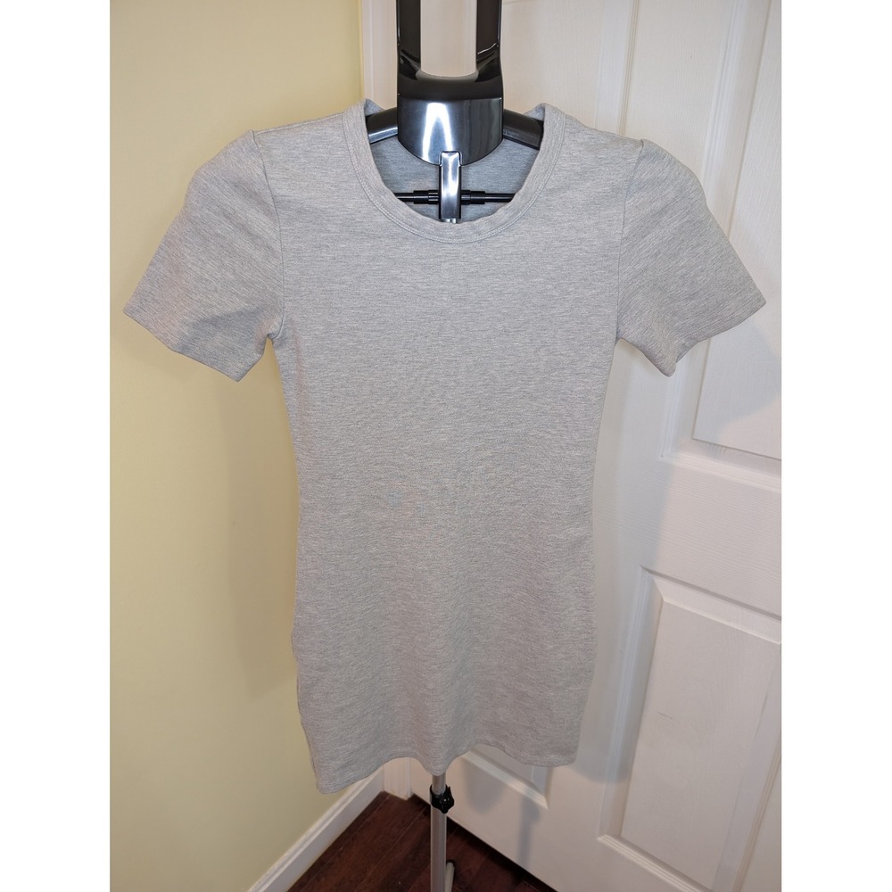 Sunday Best Miller Mini Dress Womens XS Grey Short Sleeve Bodycon Crew Neck